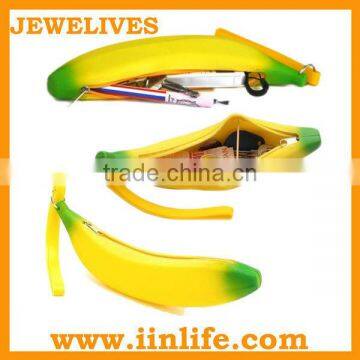 Silicone funny fruit shaped pencil case with compartments