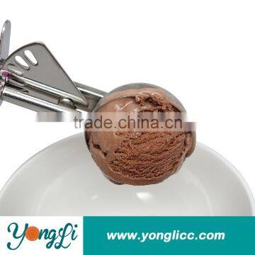 Rubberized Handle for Comfort Grip Ice Cream Scoop Stainless Steel Squeeze Ice Cream Disher photo-2
