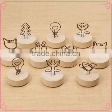OEM Designs Bronze Metal Card Clips With Round Wooden Base photo-3