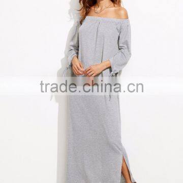 latest design straight dress styles off shoulder women maxi dress long sleeve