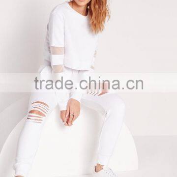 OEM Service Fashion Cheap White Ripped Front Jogger Pants photo-3