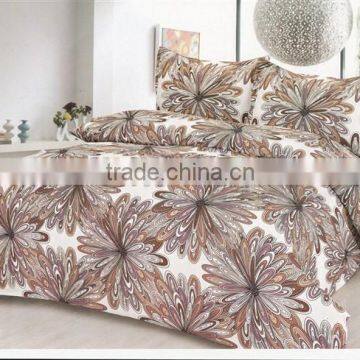 100%polyester disperse printed flowers wedding diamond velvet luxury bedding set