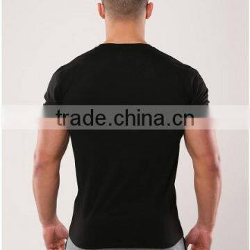 High Quality Performance Mens Sports Training T-Shirt Navy Blue 100% Cotton Tapered Fitness T Shirt Muscle Gym Fitted T-Shirt