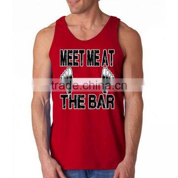 Custom Fashion Design Printed Wholesale Mens 100% Cotton Gym Tank Top photo-4