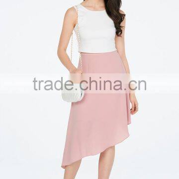 Www Six Photo Com Ladies Pink Chiffon Asymmetrical Skirt photo-4