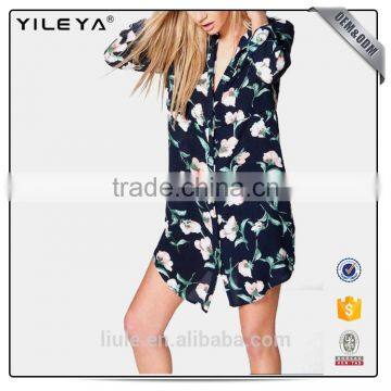 New Design Women Spring Summer Cartoon Pattern Print Shirt Dress photo-3