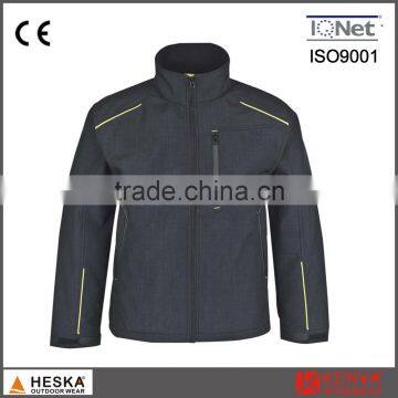 Men waterproof melange 100% polyester soft shell jacket