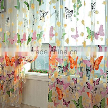 2016 hot Romantic Butterfly Transparent Curtains Tulle 1x2m for Casement And Door Printed Window Curtain Sheer Voile Curtain