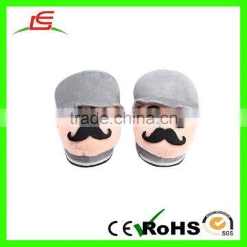 Hot sale cute uncle face cartoon slippers plush women winter shoes wearing glasses