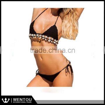 Wholesale Black Ladies Sexy Crochet Shell Bikini