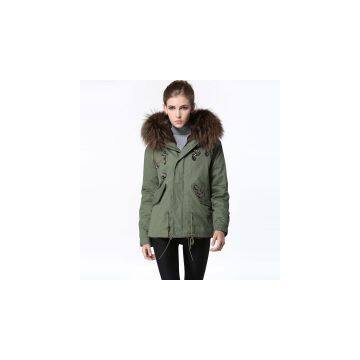 Best Selling Real Raccoon Fur Collar Fur Jacket for Winter photo-3