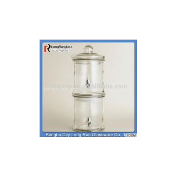 LongRun 2014 New Products Two-Tier Beverage Glass Dispenser With Glass Lids Metal Water-tap