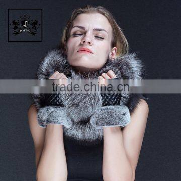 Beautiful real fox fur cylindrical hat keep warm for women