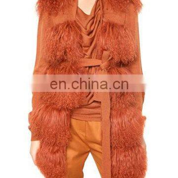 beautiful mongolian fur kint wool vest