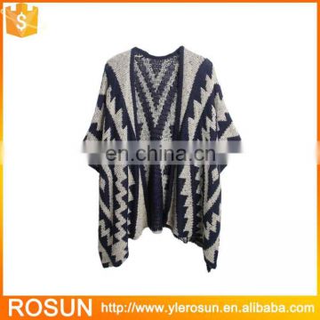 2016 OEM Design Knitting Pattern Women Poncho Sweater