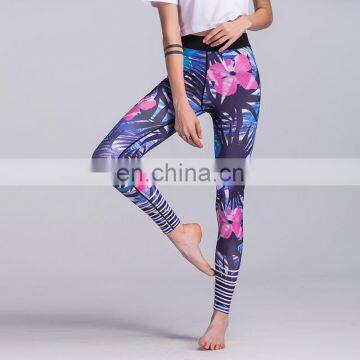 Flowers pattern print women's soft sports leggings fitness yoga pants