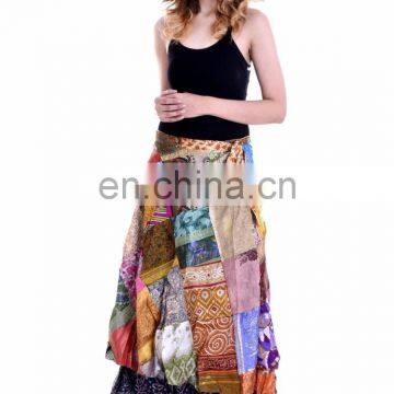 Indian Beautiful Ethnic Patchwork Long skirt Rapron Beach Silk Sarong long skirt ladies hippie designer rapron skirt