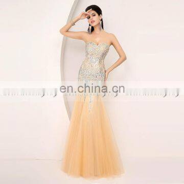 Sequins Sparkle Impeccably Styled In Luxurious Fabrics Sexy Champagne Strapless Tulle Zipper Prom Dresses AJ017