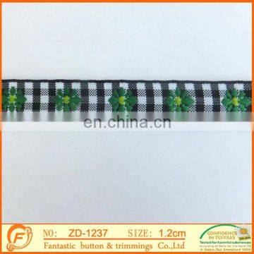 fashion grid 1.2 wide embroidered polyester braid for dress and clothes