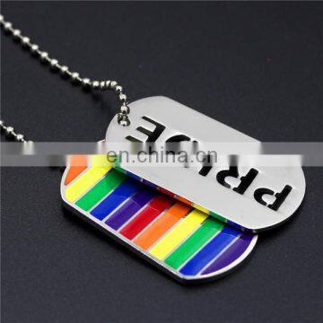 rainbow color plating double dog tags chains zinc alloy metal hollow out letters dog tags