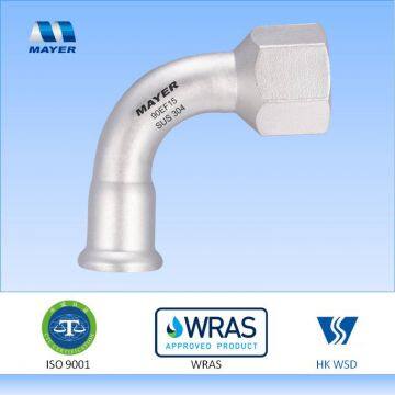 Stainless Steel Elbow 90 Degrees With Female Thread V Profile Press Fitting photo-2