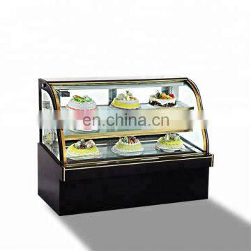 Curved Glass Cake Display Showcase With Marble Apron Panel