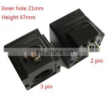 hydraulic solenoid valve coil three pin / two pin inner hole 21mm , length 47mm , AC220V