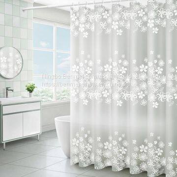 Microfiber Satin Stripe Fabric Shower Curtain Liner Water Proof Hotel Bathroom Curtain 72x72inch-White photo-2