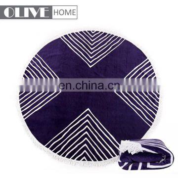 2018 Hot Selling Custom Large 100% Cotton OR Microfiber Circle Plain Round Beach Towel With tassels