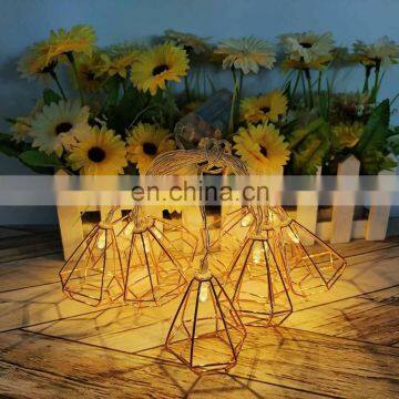 Battery Operated Diamond Shape Fancy Metal String Light For Home Holiday Decoration photo-3