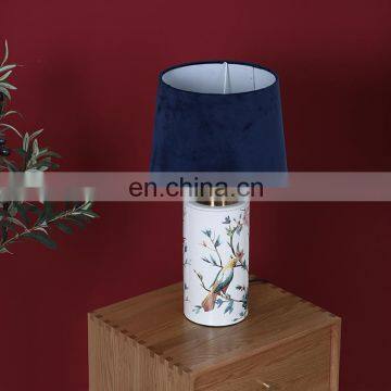 Elegant Modern Design Flower and Bird Living Room Desk Porcelain Night Lamp for Hotel Decor photo-2