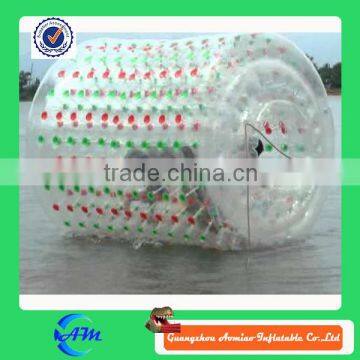Transparent Inflatable Water Roller With Red Dots, Water Filled Lawn Roller for Fun photo-4