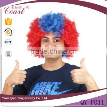 promotional two bright color world cup football sport afro wig