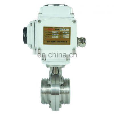 DKV DN15 DN50 Food Grade Thread Connection SS304 316 12V 24V DC 220V AC Electric Actuator Sanitary Butterfly Valve photo-5