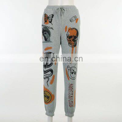 2021 Autumn and Winter New Fashion Street Trend Multi-pattern Printing Strap Thick Warm Casual Pants photo-5