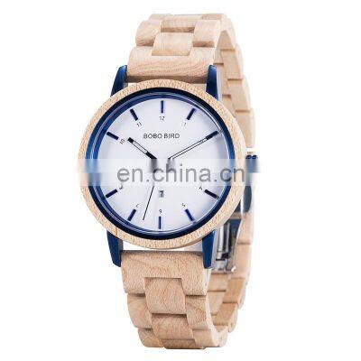 Fashion Stainless Steel Date Watches Men Wristwatch Waterproof Stylish Wooden Band Handmade Timepieces Male Clock Customize Gift