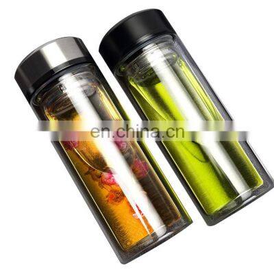 Glass Water Bottle Custom Logo with Stainless Steel Lid