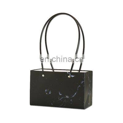 Custom Logo Luxury Gifts Hand Drawstring Flower Gift Marble Paper Bag With Logo Print photo-5