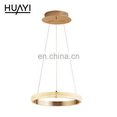 Huayi High Performance Lobby Indoor Decoration Acrylic Aluminum Golden LED Pendant Lamp