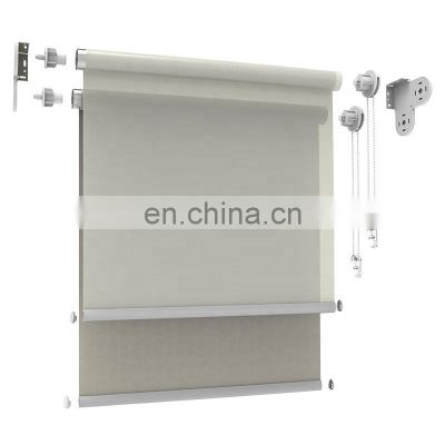 JIAYUAN  Light Filtering Sunscreen & Blackout Double Dual Roller Blinds Brackets For Home Office