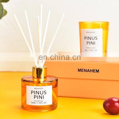 ENO factory produce custom luxury 2 pcs fragrance oil Reed Diffuser and Scented candle gift set Aroma gift set