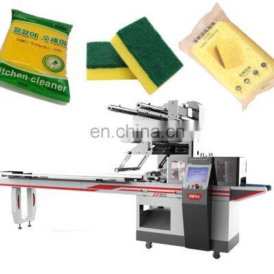 Automatic plastic bag pillow packing machine sponge scourer/ scouring pad horizontal wrapping machine