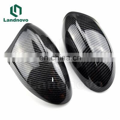 Landnovo Car Mirror Cover carbon fiber Rear View Mirror cover For BMW E90 E92 E81 E82 E87 horns style mirror cover