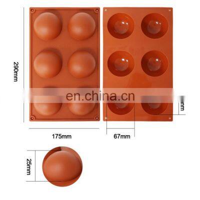 6 Holes Sphere Silicone Bomb Half Circle Baking Mold For Chocolate Cake Jelly Pudding Handmade Soap Round Shape Silicone Mold