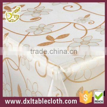 wholesale moden embossed golden clear pvc table cloth stone feel