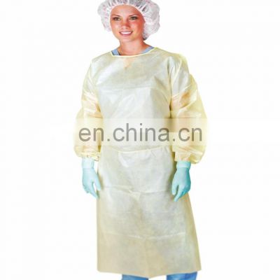 Disposable non woven yellow isolation Gown One Size fit All ppe medical Isolation Clothing