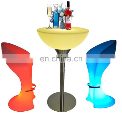 disco bar furniture /Led PE Light Up Chair for Restaurant Discotheque Pub Used Glowing Bar Table