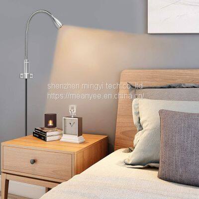 Meanyee Touch Switch Stepless Dimmable Reading Lamp Wall Mount Surface Sconce Lamp Led Bedside Lights/Lamp for Book Reading in Bed(Warm White 3000-3200k) Silver Finished Plug in Cord