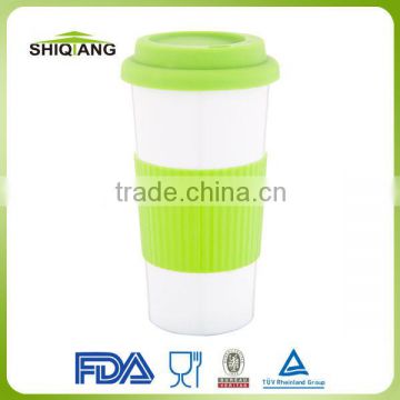 450ml new product colored double wall stainless steel coffee mugs and cups with rubber cover