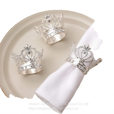 Banquet Table Decoration Luxury Napkin Rings Crown Designed Napkin Buckle photo-2